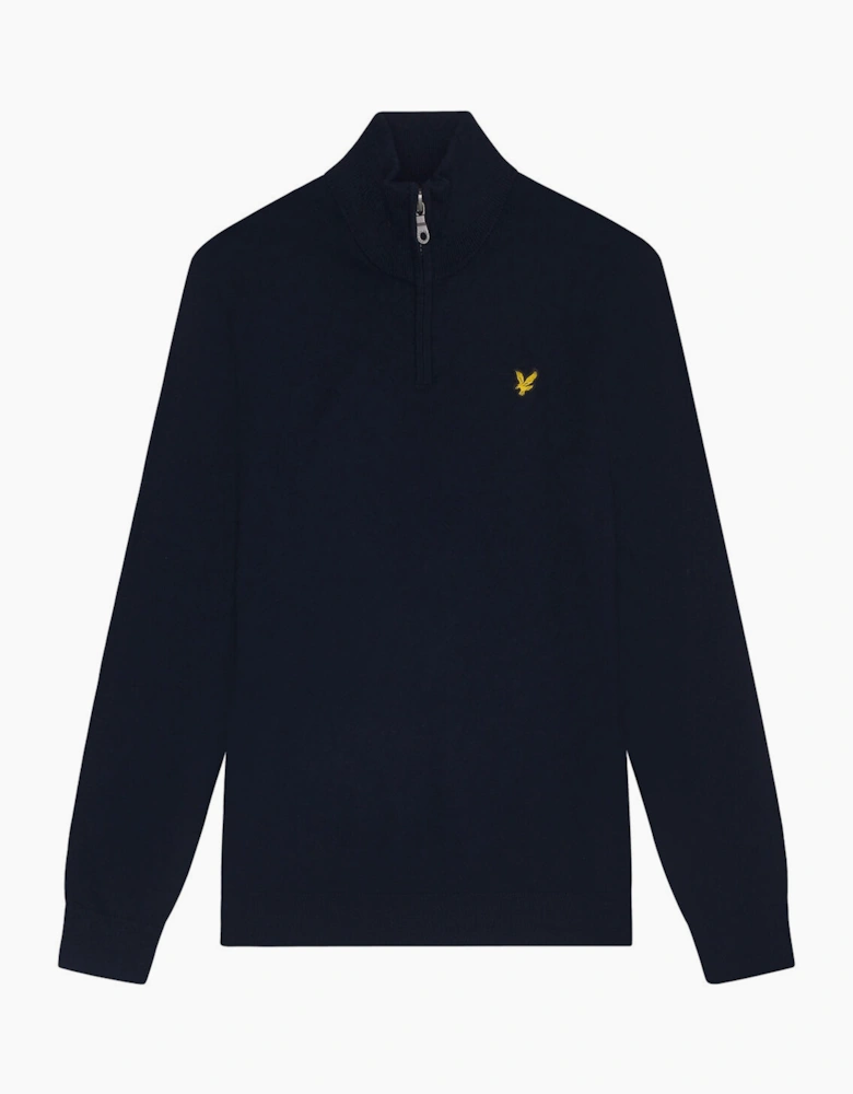 Lyle & Scott Cotton Merino Quarter Zip Jumper DARK NAVY