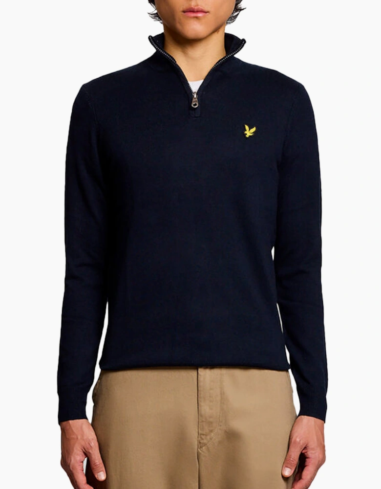 Lyle & Scott Cotton Merino Quarter Zip Jumper DARK NAVY
