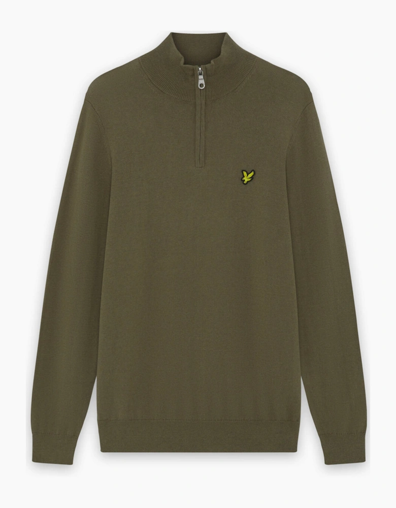 Lyle & Scott Cotton Merino Quarter Zip Jumper Khaki Ash