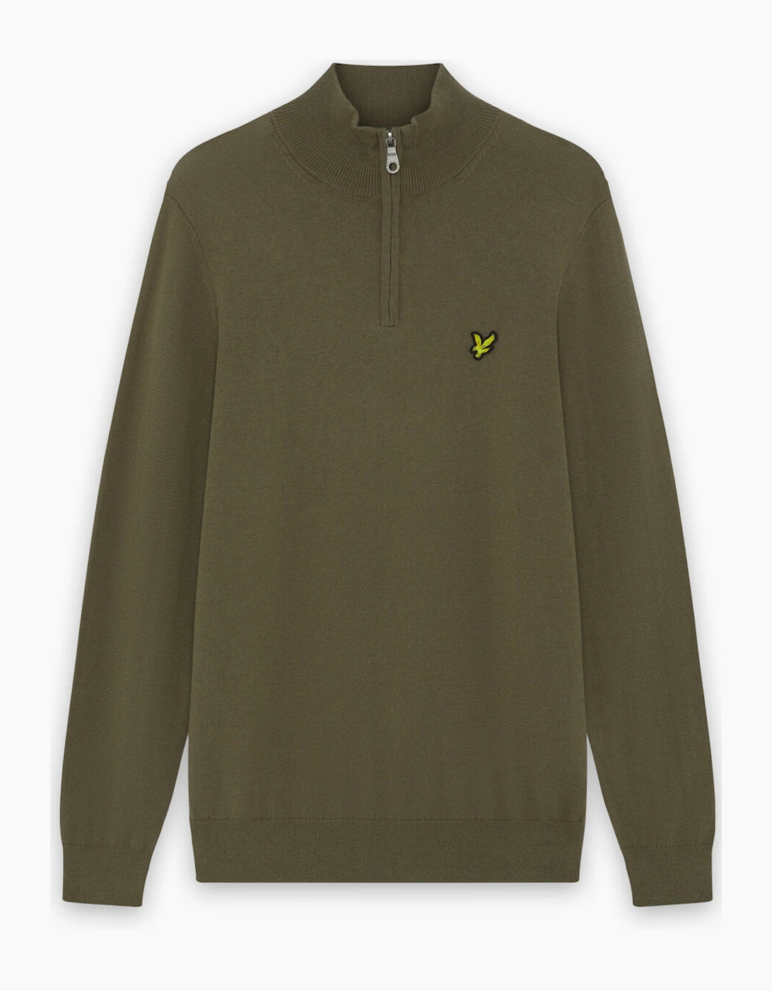 Lyle & Scott Cotton Merino Quarter Zip Jumper Khaki Ash, 2 of 1