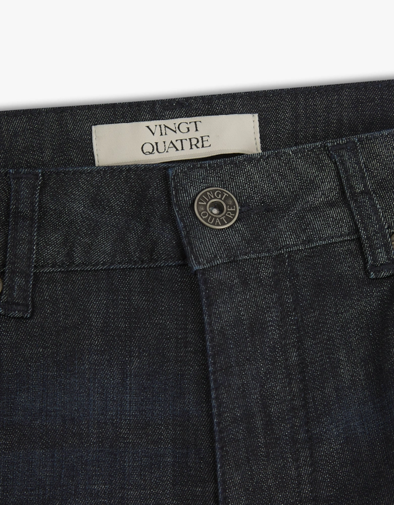 Vingt Quatre Taper Fit Linen Blend Deep Blue Jeans