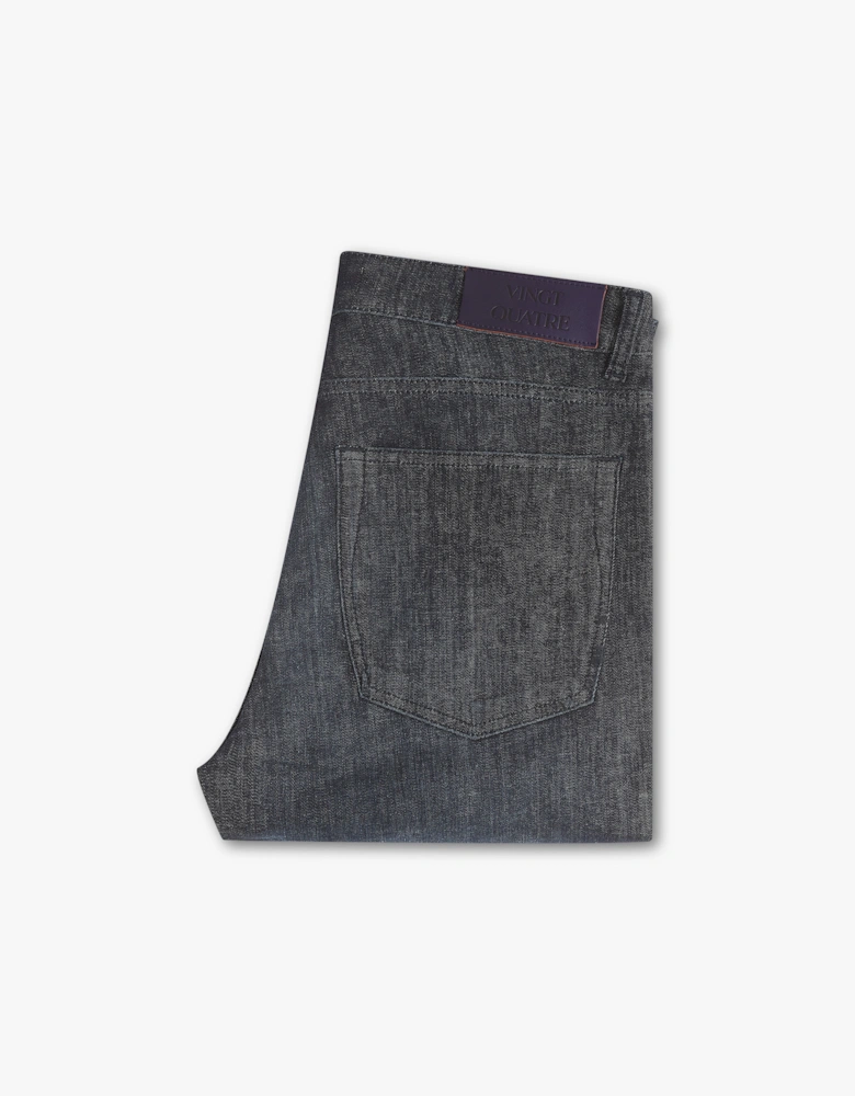 Vingt Quatre Taper Fit Linen Blend Deep Blue Jeans