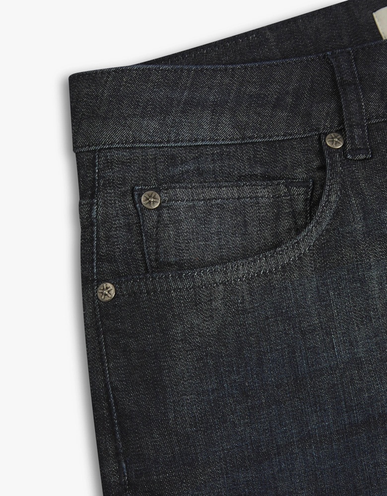 Vingt Quatre Taper Fit Linen Blend Deep Blue Jeans