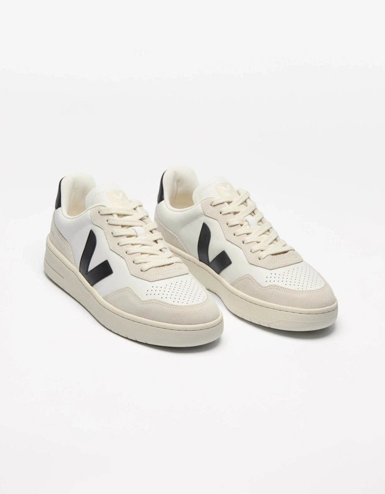 VEJA V-90 OT Leather Mens Trainers - White/Black