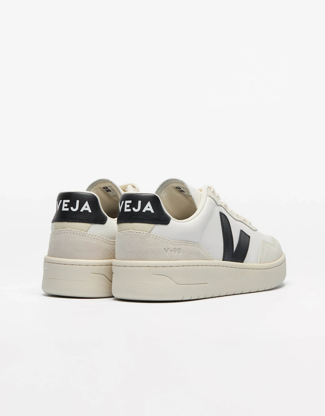 VEJA V-90 OT Leather Mens Trainers - White/Black