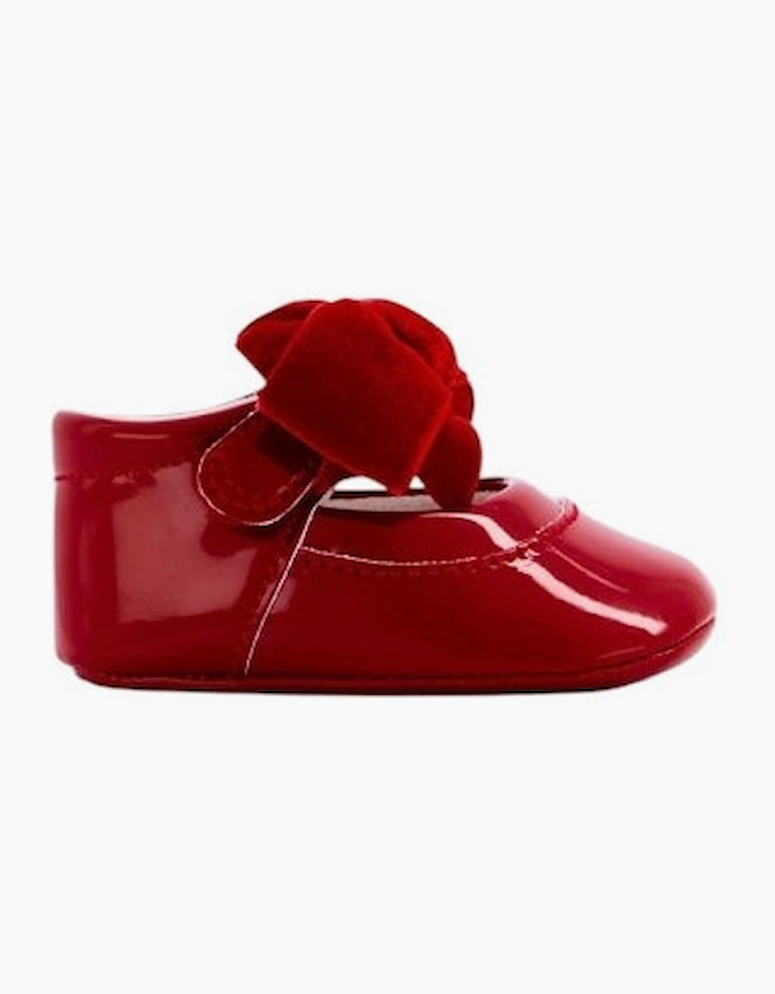 Girls Red Velvet Bow Pre Walker Shoes