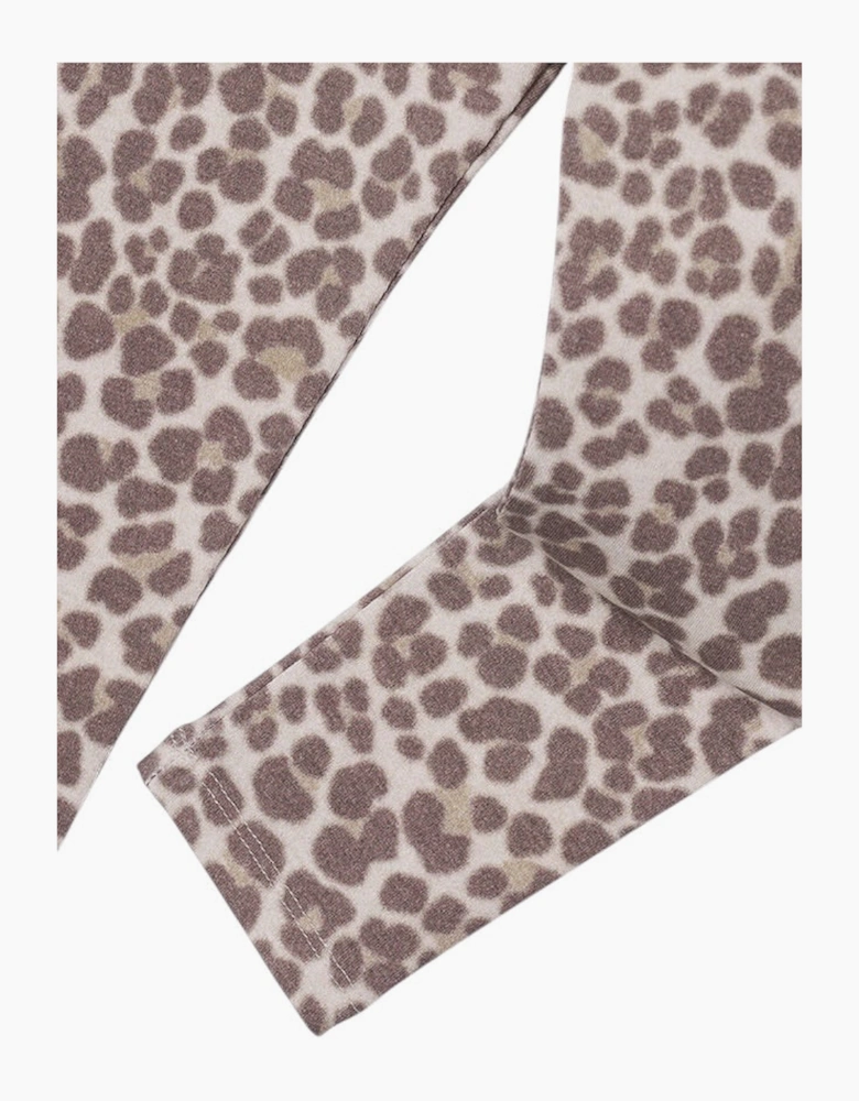Girls Brown Printed Legging Set and Scarf