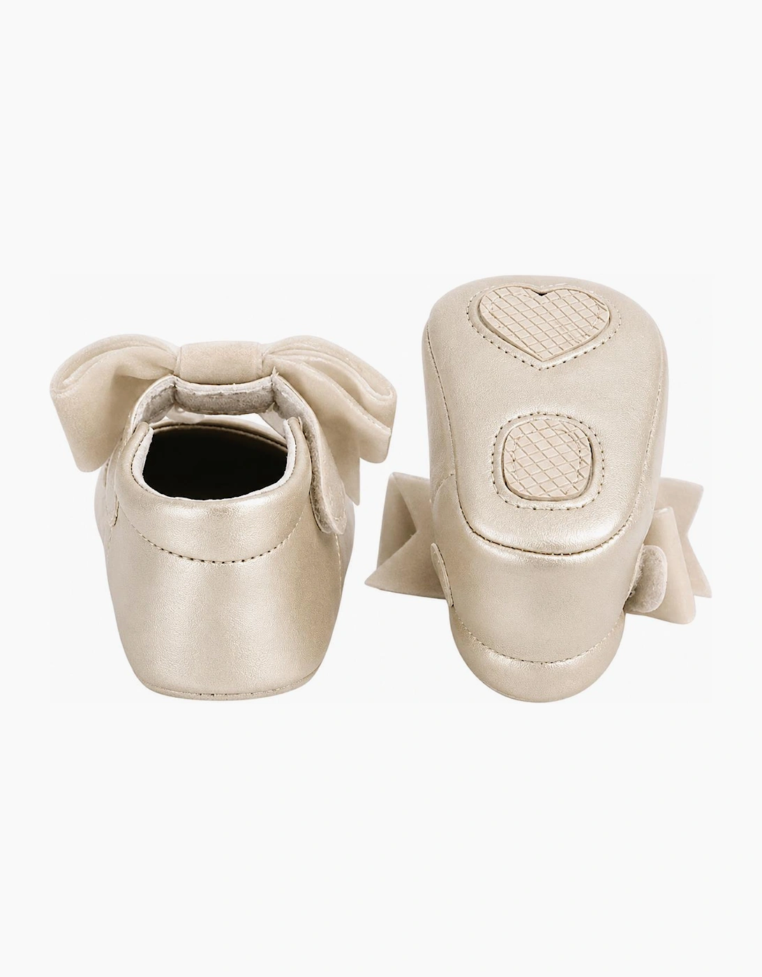 Girls Beige Velvet Bow Pre Walker Shoes
