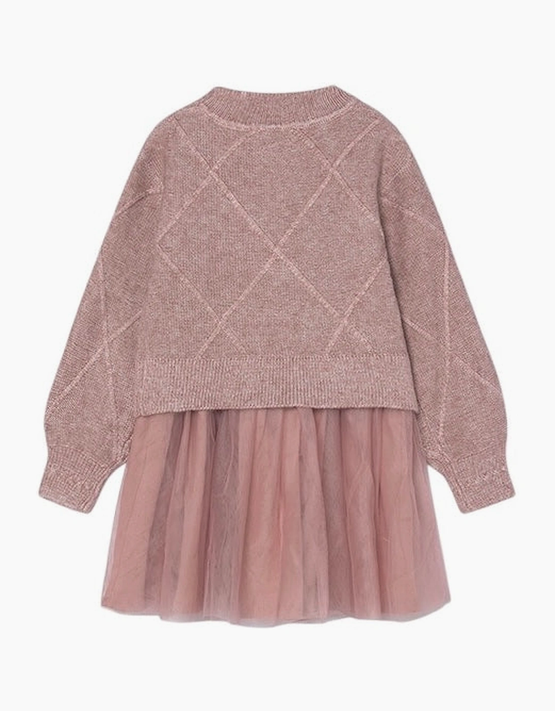 Girls Dusty Pink Knit Tulle Dress