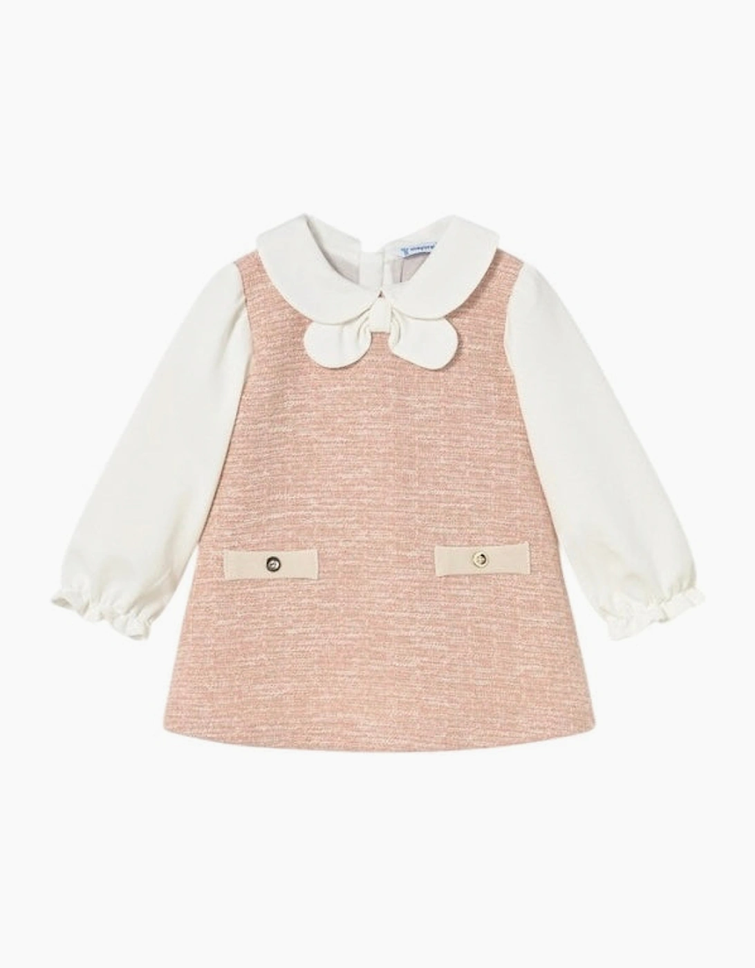 Girls Peach Pink Tweed Pinafore Dress, 5 of 4