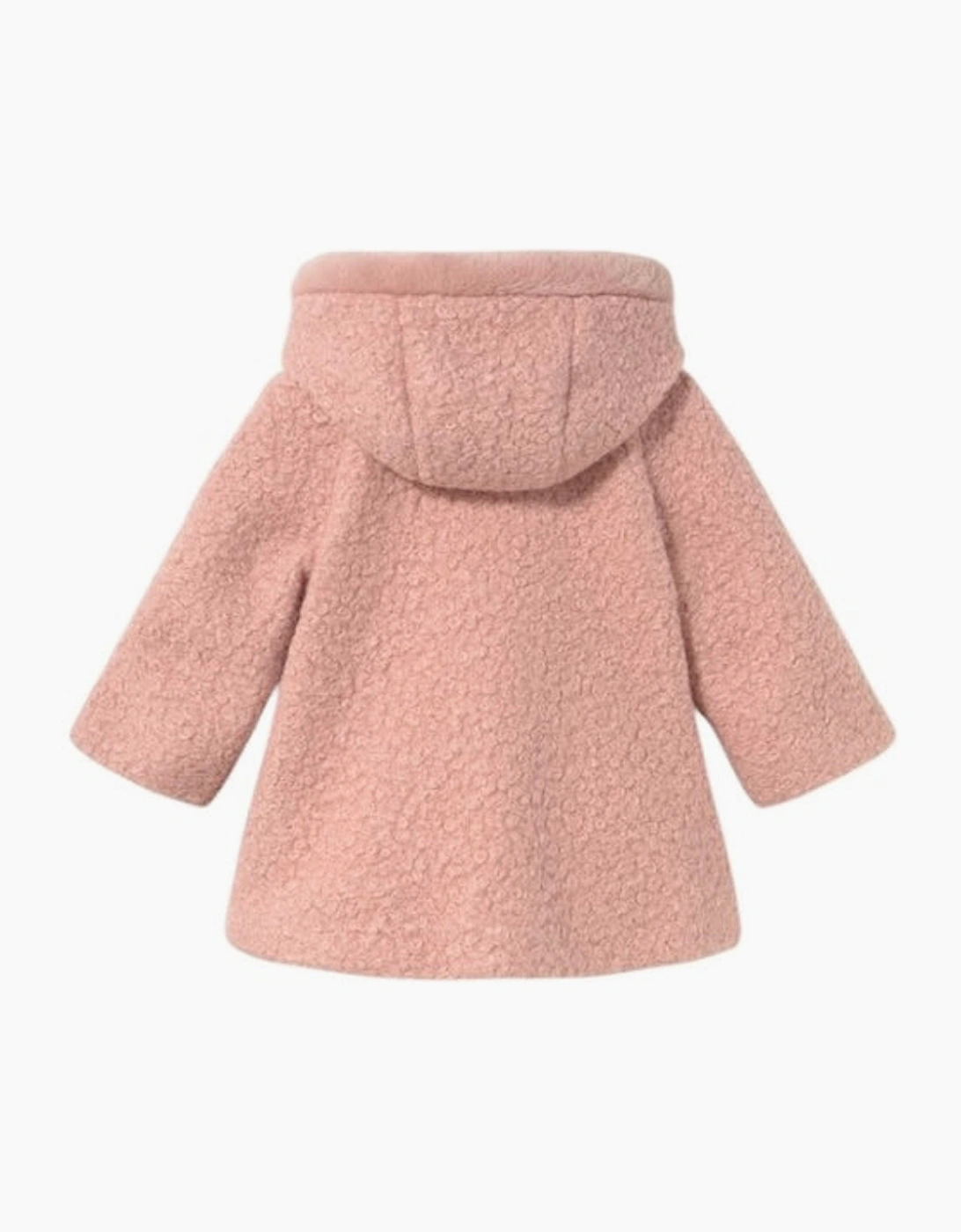 Girls Peach Pink Boucle Button Up Coat