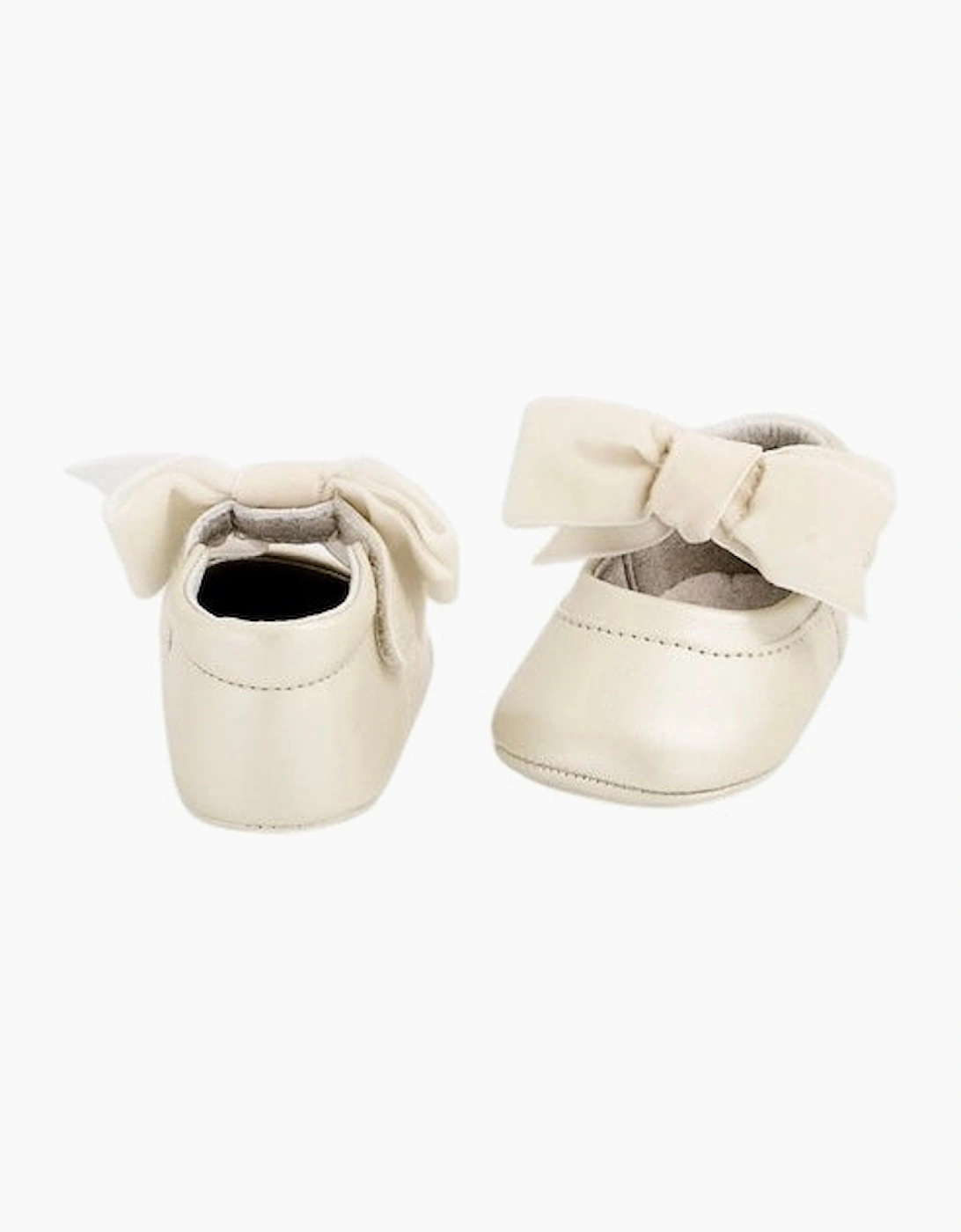 Girls Cream Velvet Bow Pre Walker Shoes, 5 of 4
