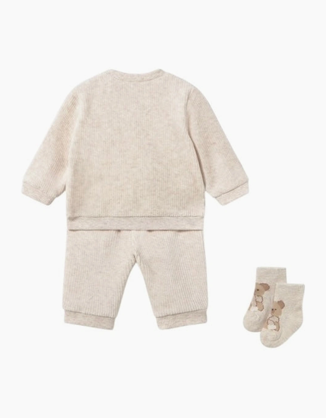 Boys Beige Velour Teddy Bear Tracksuit