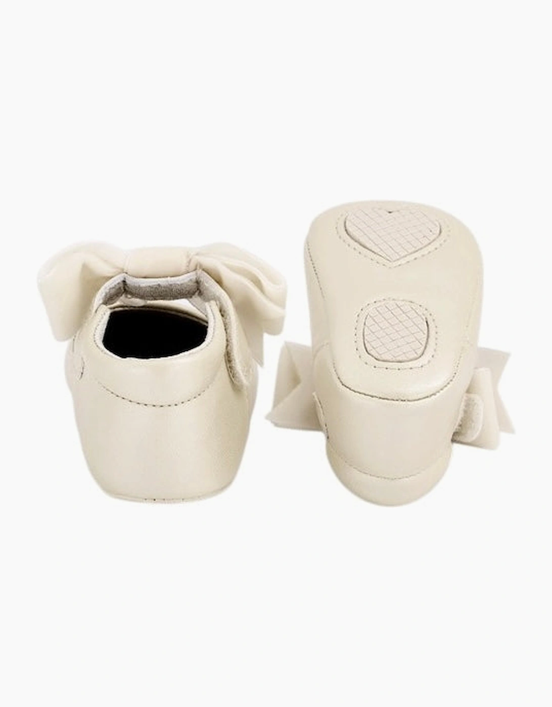 Girls Cream Velvet Bow Pre Walker Shoes