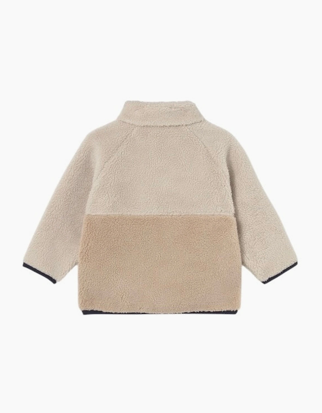 Boys Beige Contrast Zip Up Fleece Jacket