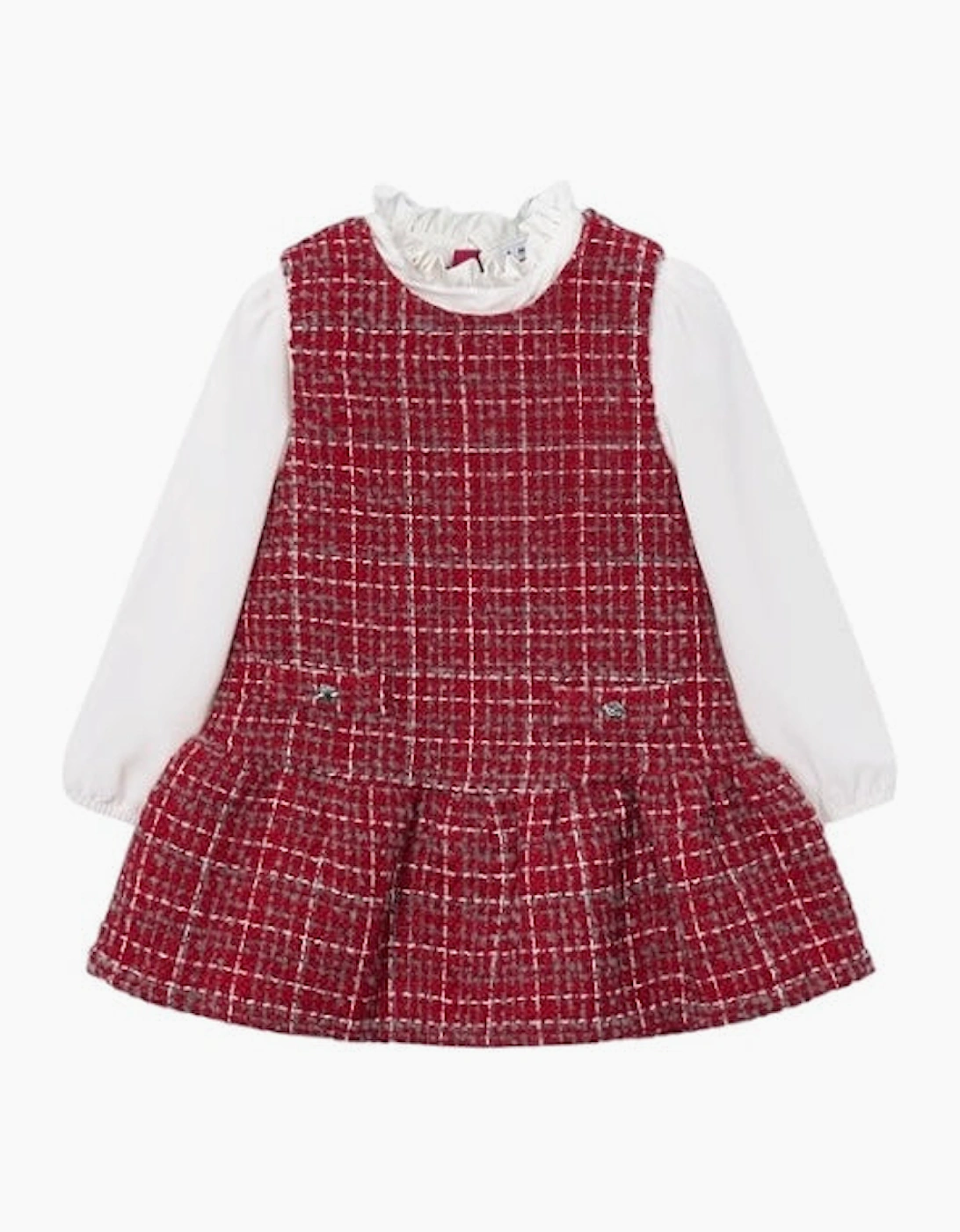 Girls Red Tweed Pinafore Dress, 4 of 3