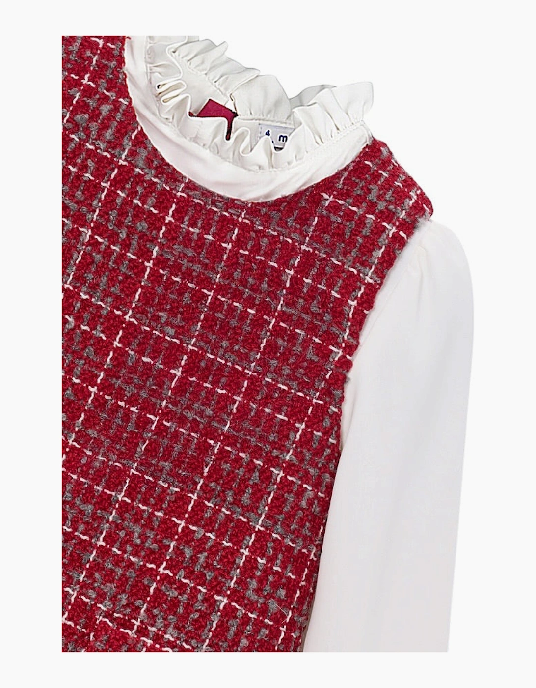 Girls Red Tweed Pinafore Dress
