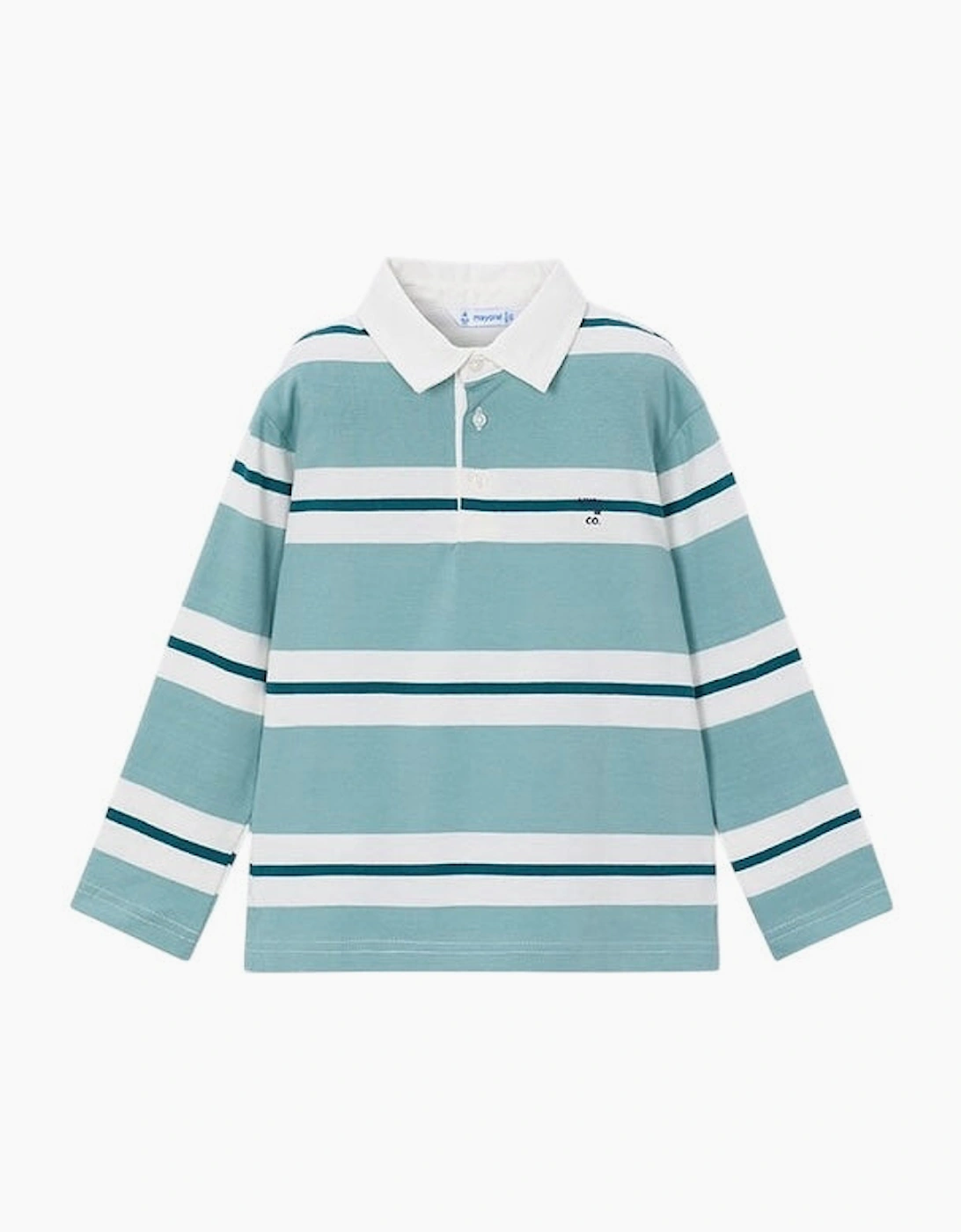 Boys Green Stripe Rugby Polo Top, 6 of 5