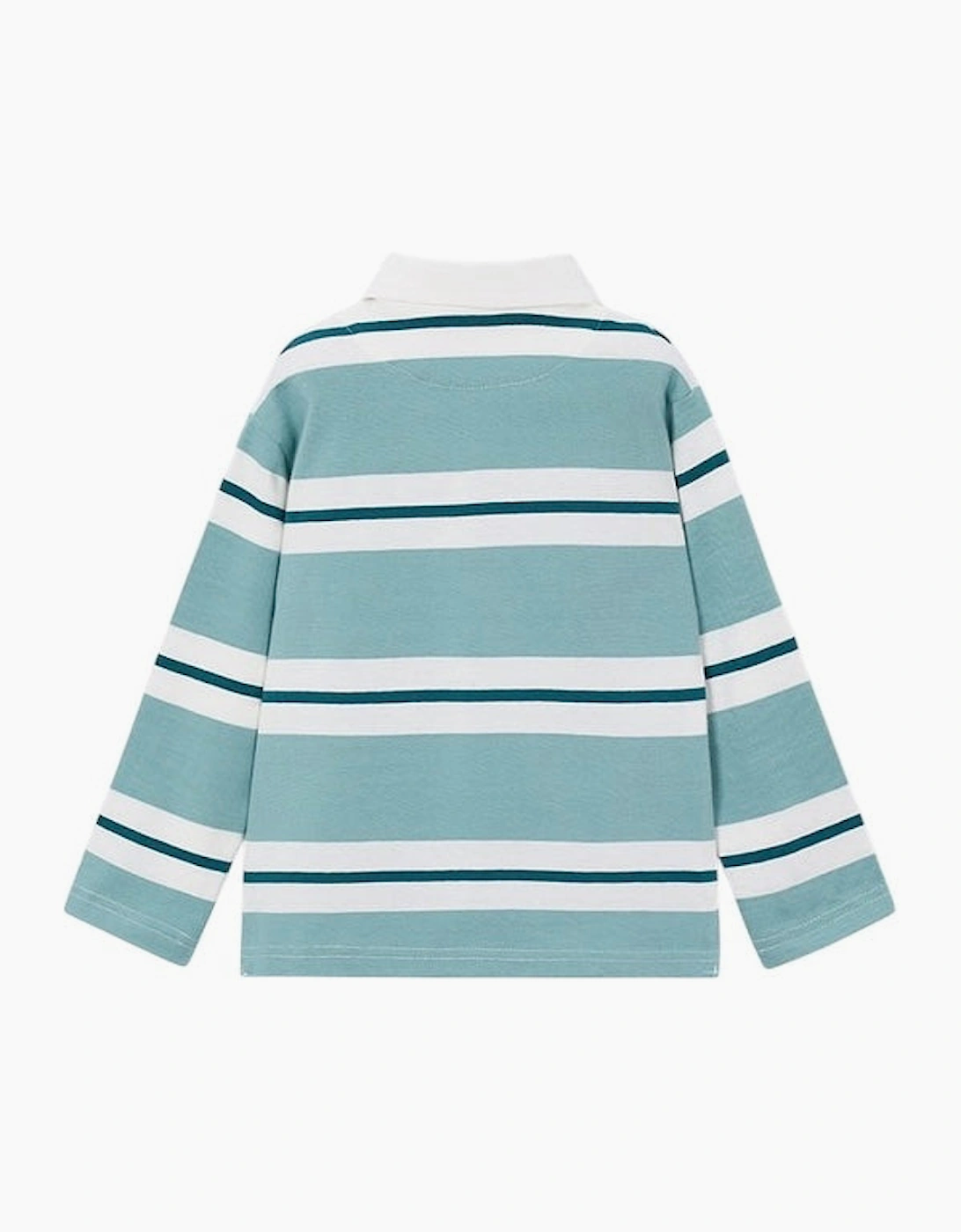 Boys Green Stripe Rugby Polo Top