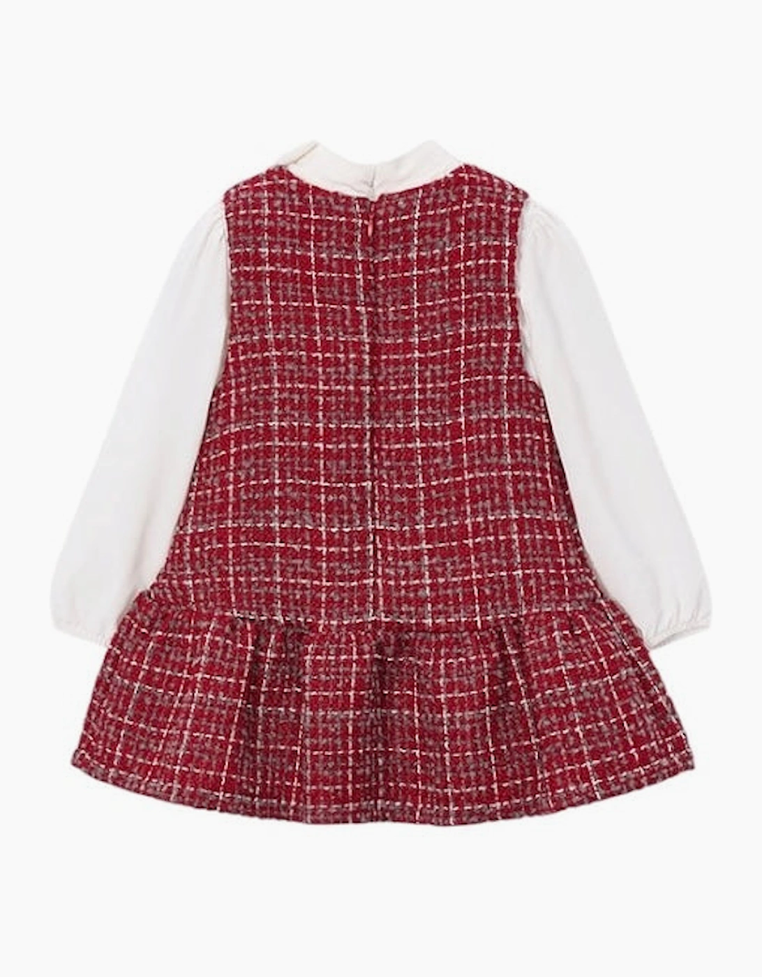 Girls Red Tweed Pinafore Dress