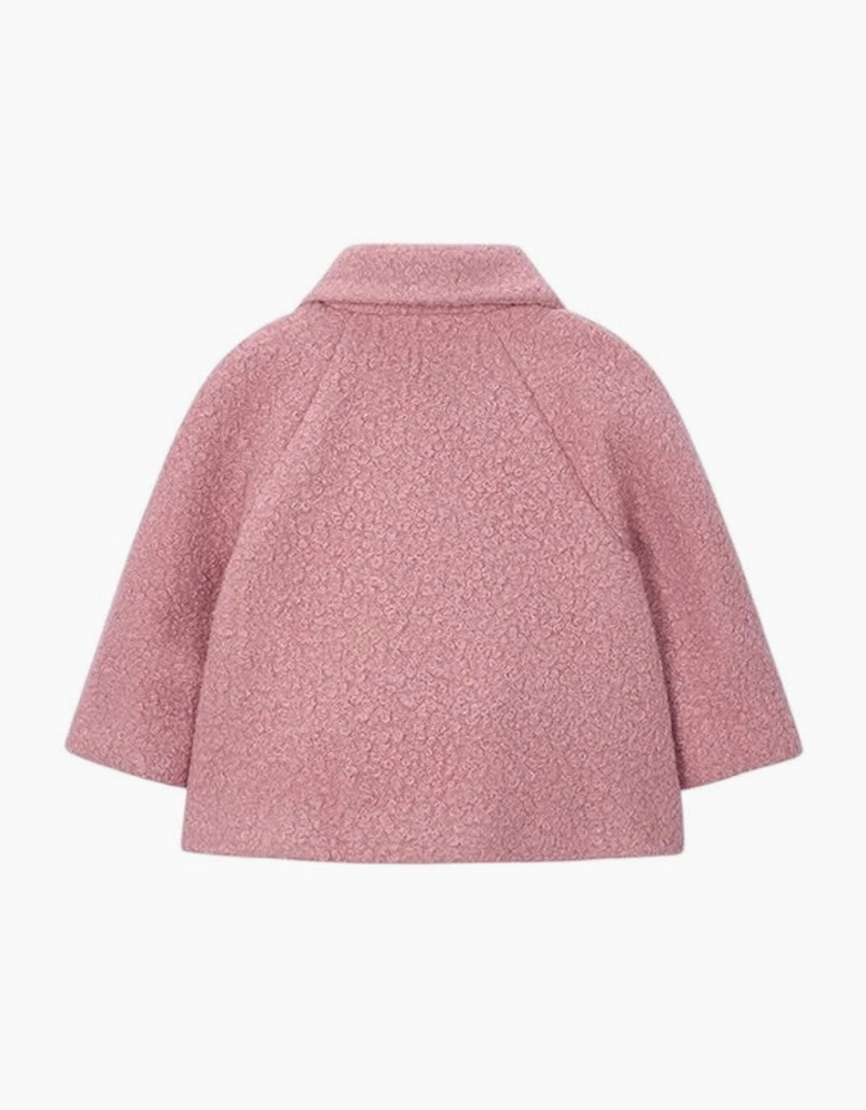 Girls Dusty Pink Boucle Coat and Bag
