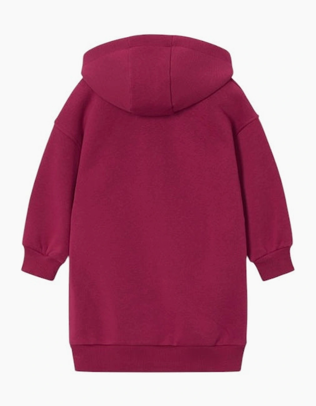 Girls Burgundy Printed Cherry Hooded Dress
