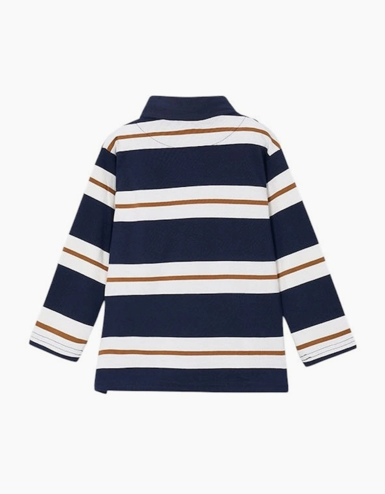 Boys Navy Stripe Rugby Polo Top
