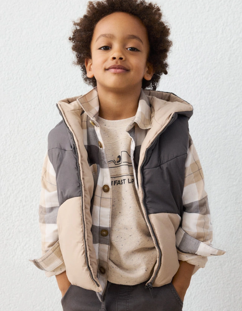 Boys Grey and Beige Reversible Gilet