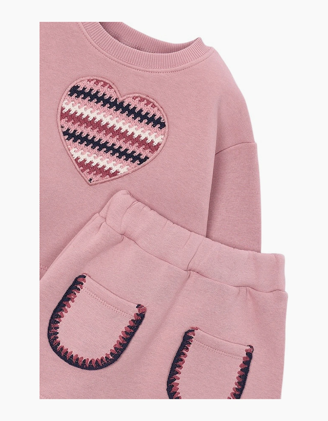 Girls Dusty Pink Crochet Jumper and Skirt Set