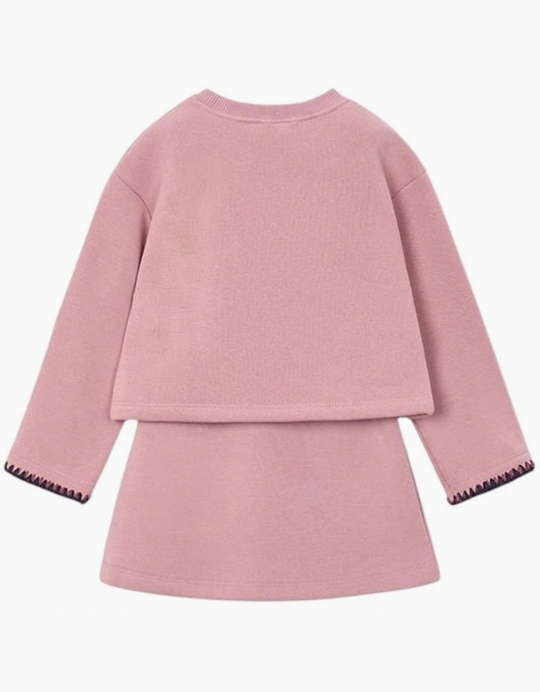 Girls Dusty Pink Crochet Jumper and Skirt Set