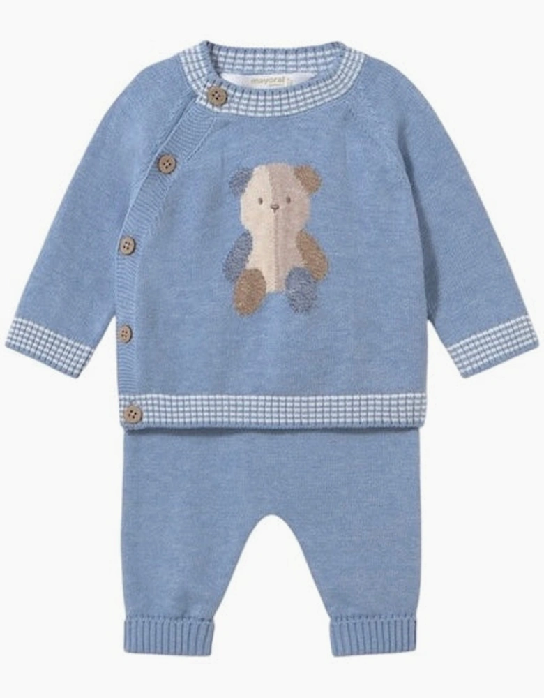 Boys Blue Teddy Bear Knit Tracksuit