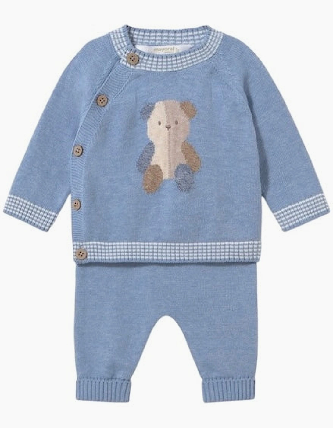 Boys Blue Teddy Bear Knit Tracksuit, 5 of 4