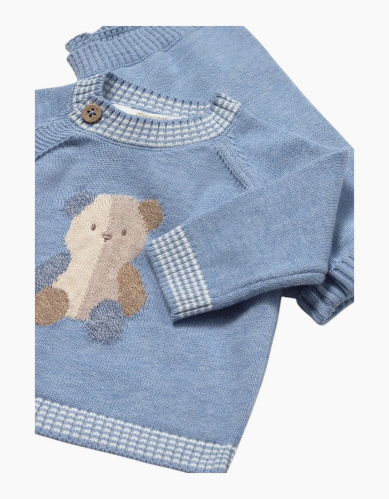 Boys Blue Teddy Bear Knit Tracksuit