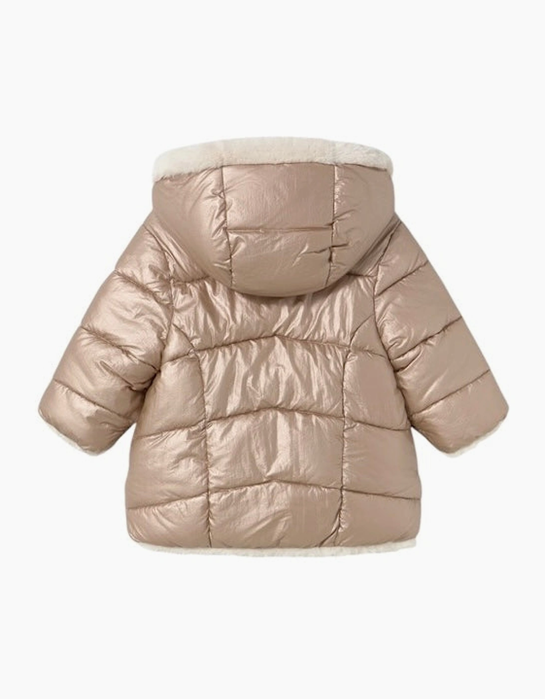 Girls Bronze and Cream Reversible Fluffy Coat