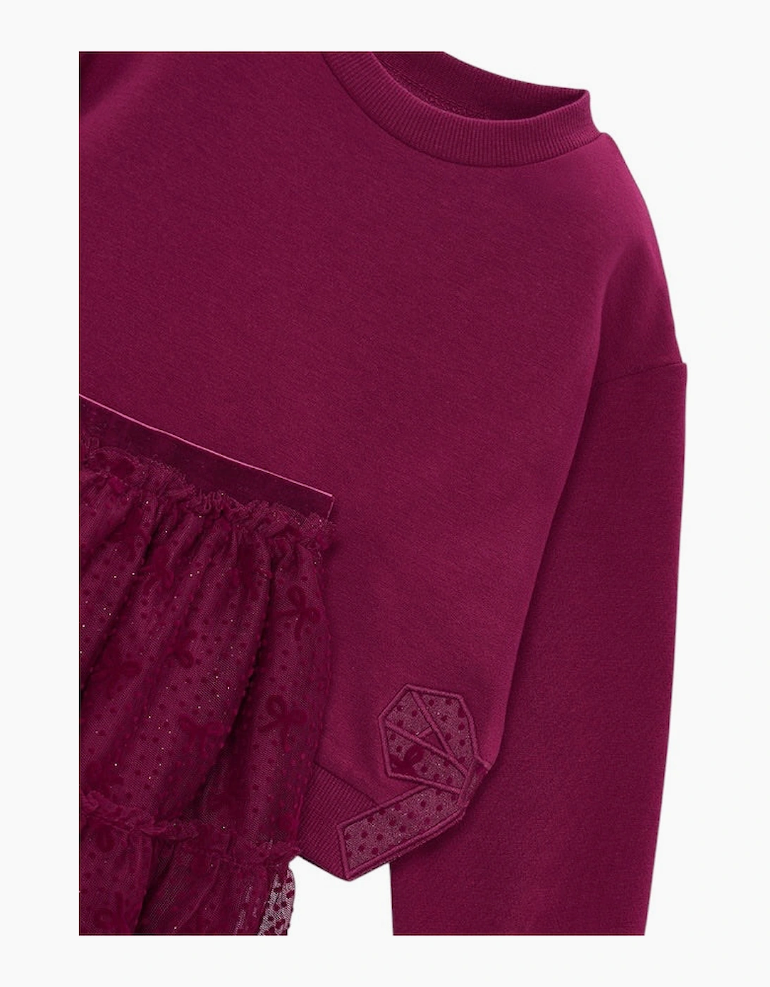 Girls Burgundy Bow Jumper Tulle Skirt Set