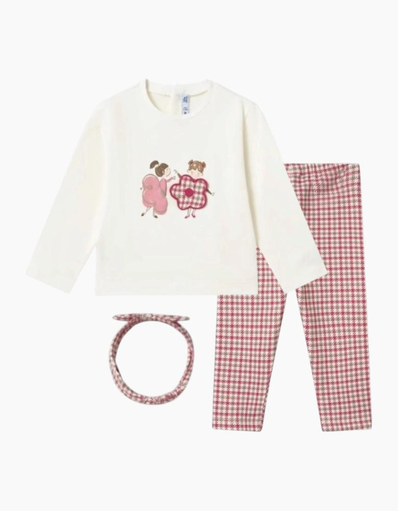 Girls Raspberry Red Checked Legging Set