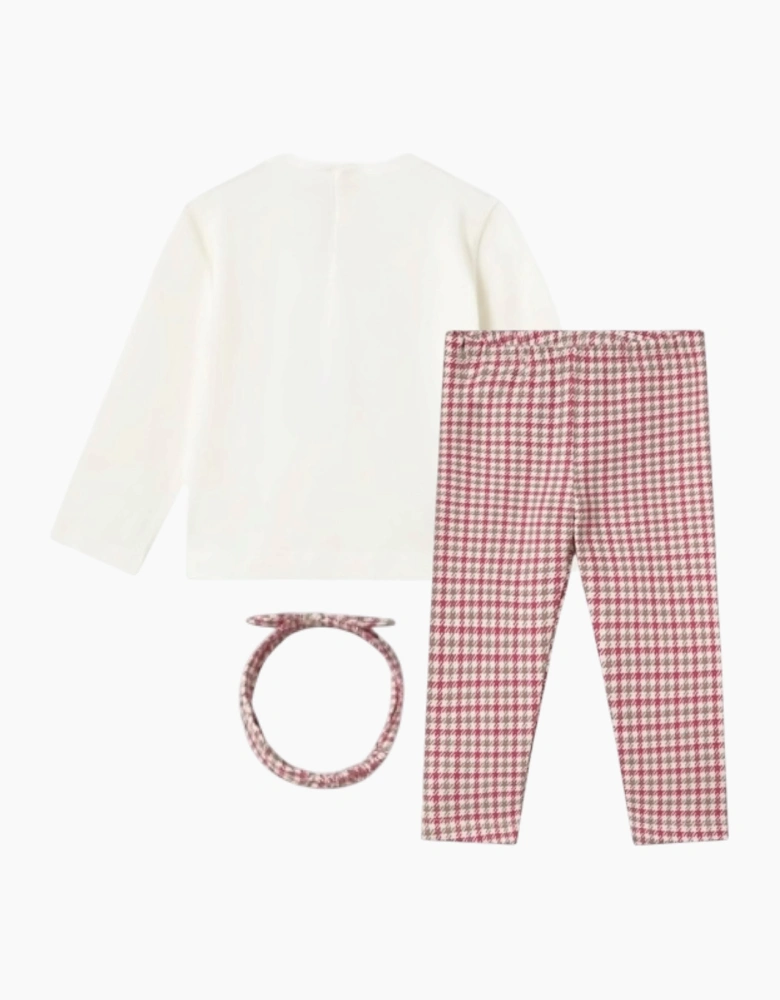 Girls Raspberry Red Checked Legging Set