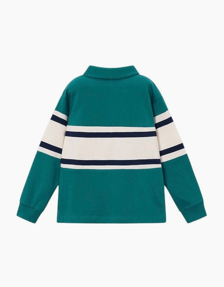 Boys Green Contrast Polo Top