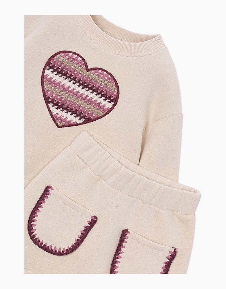 Girls Cream Crochet Jumper and Skirt Set