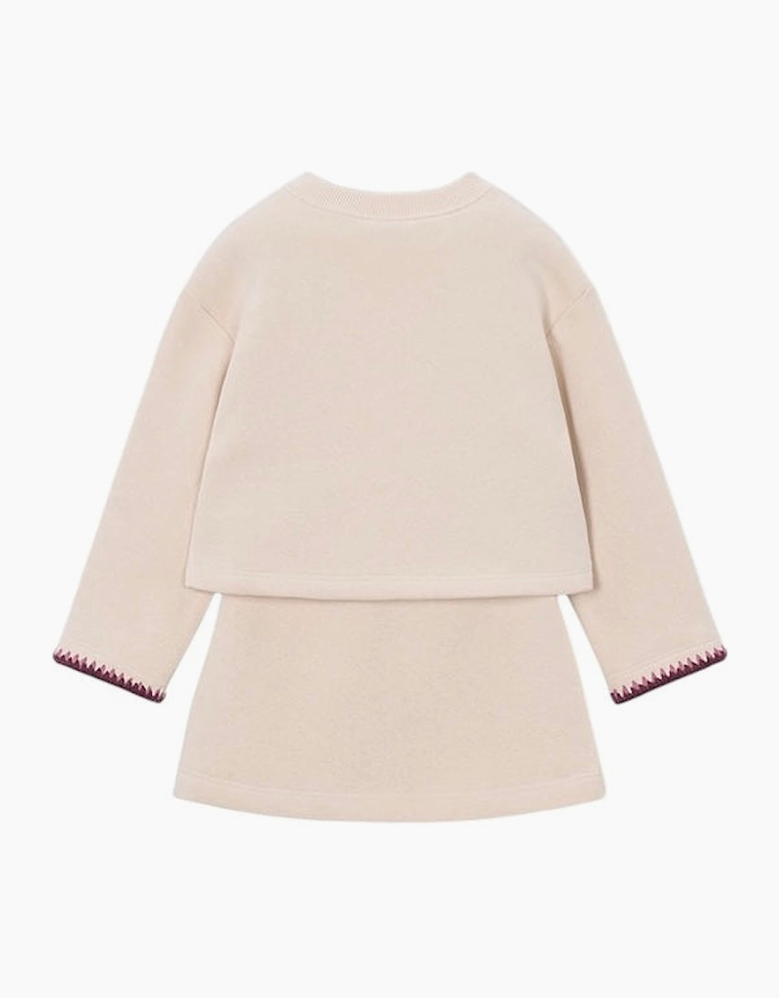 Girls Cream Crochet Jumper and Skirt Set