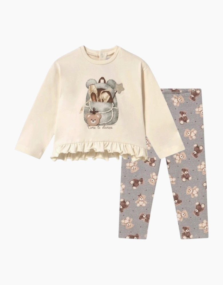 Girls Grey and Cream Bear Legging Set