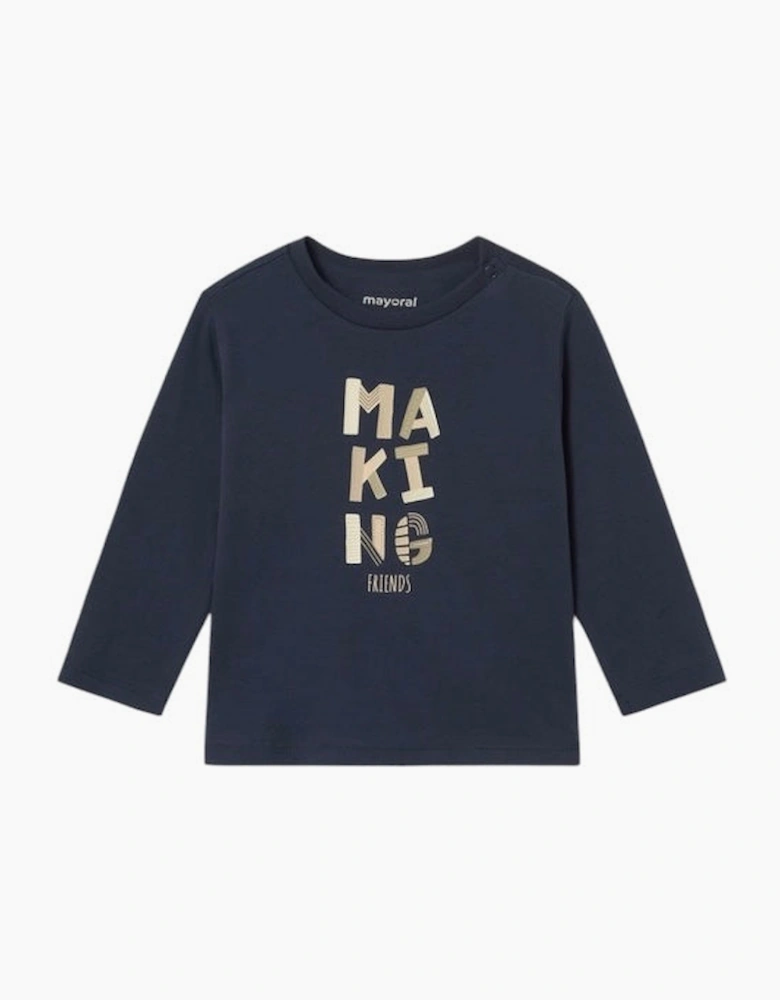 Boys Navy Logo Top