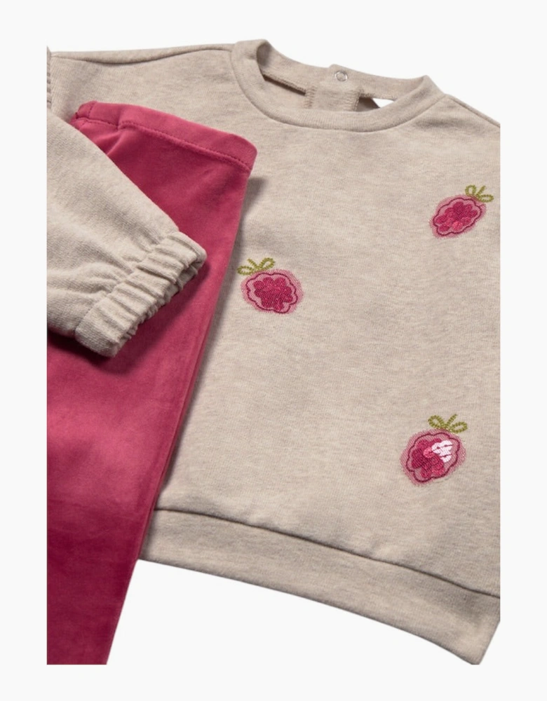 Girls Raspberry Red Velvet Legging Set