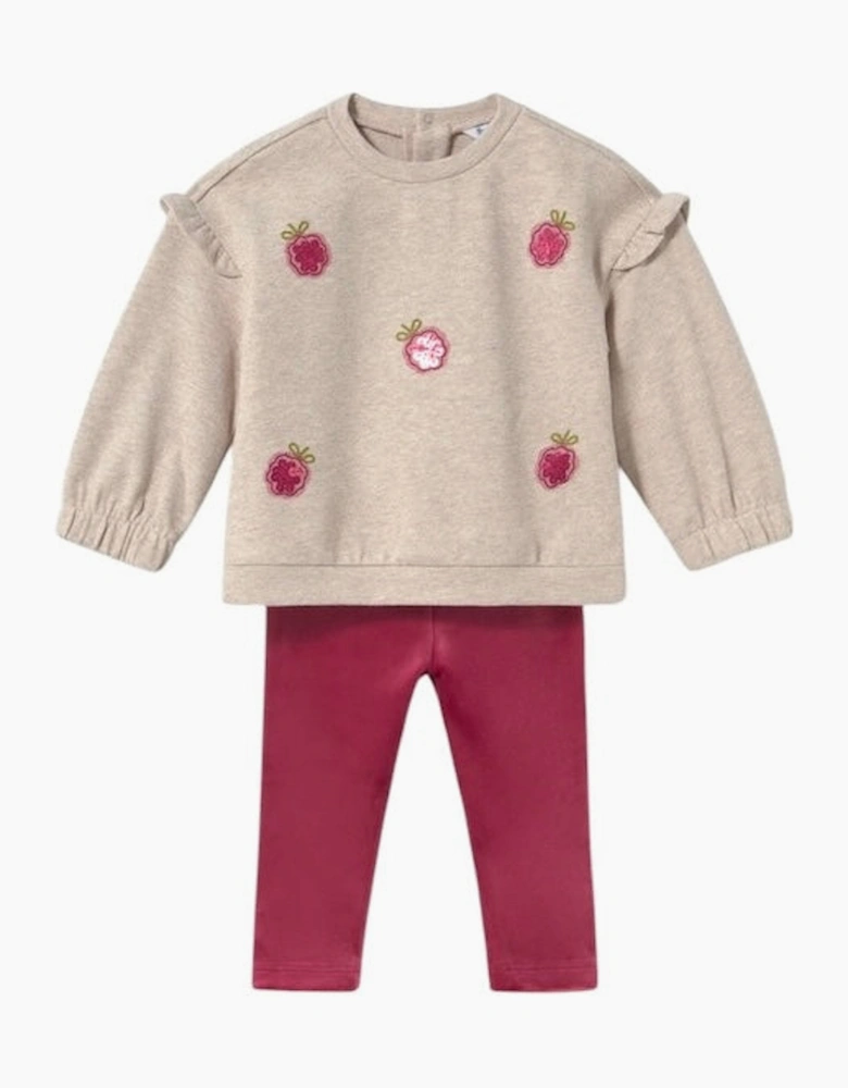 Girls Raspberry Red Velvet Legging Set