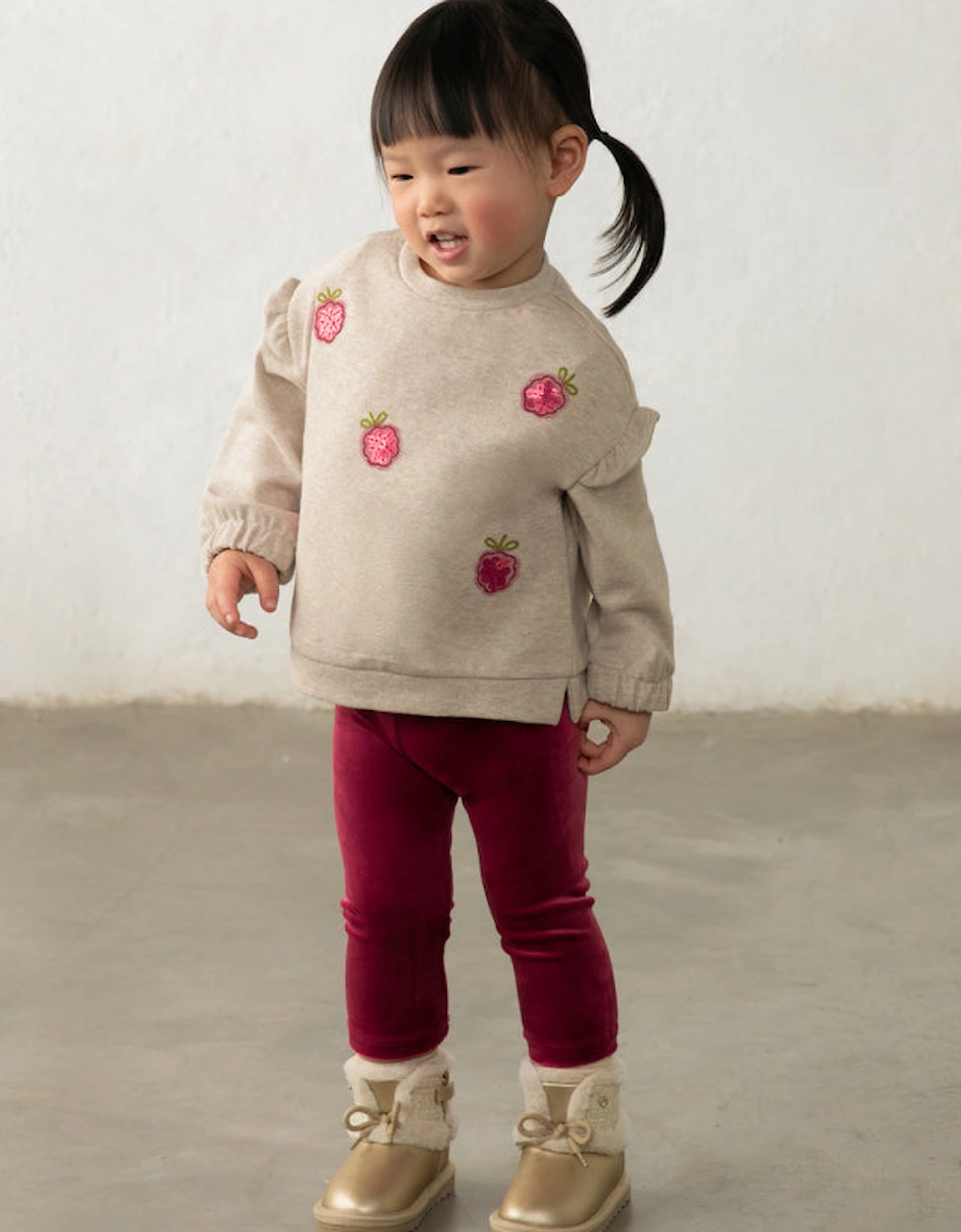 Girls Raspberry Red Velvet Legging Set