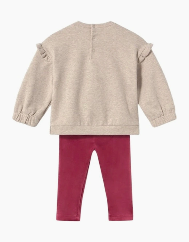 Girls Raspberry Red Velvet Legging Set