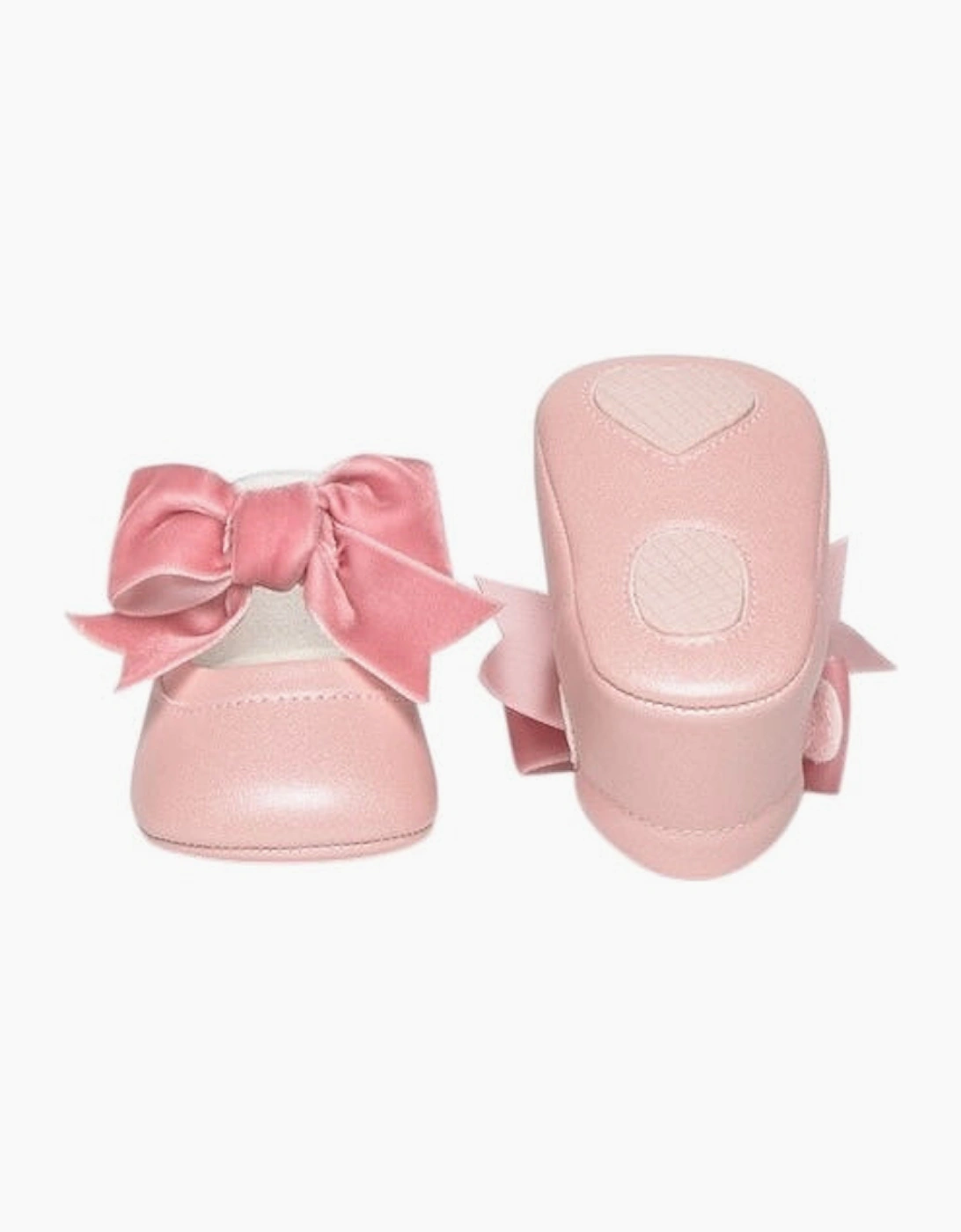 Girls Pink Velvet Bow Pre Walker Shoes