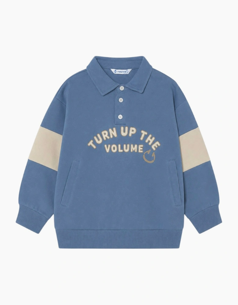 Boys Blue Collared Sweatshirt