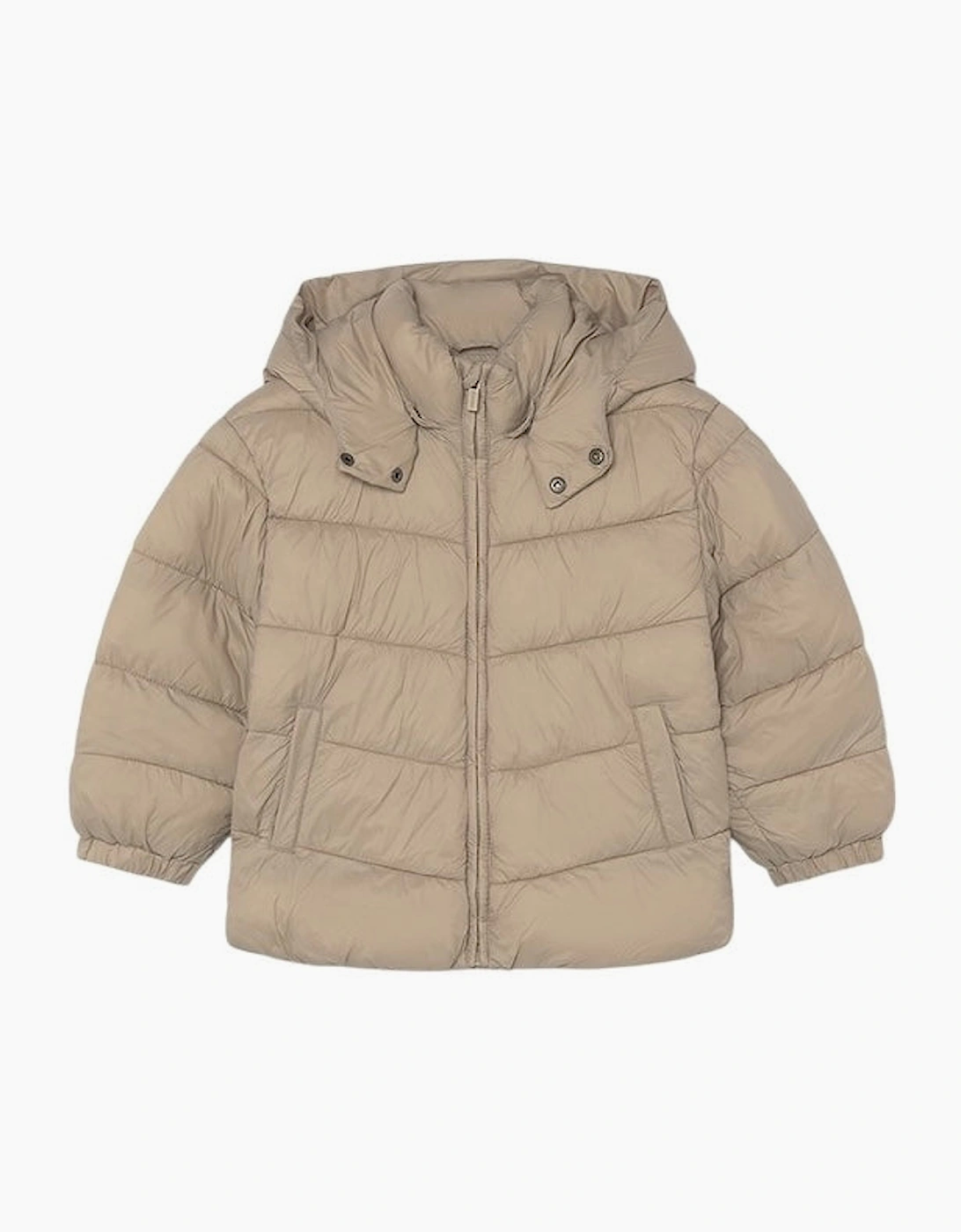 Boys Beige Fleece Lined Puffer Coat, 4 of 3