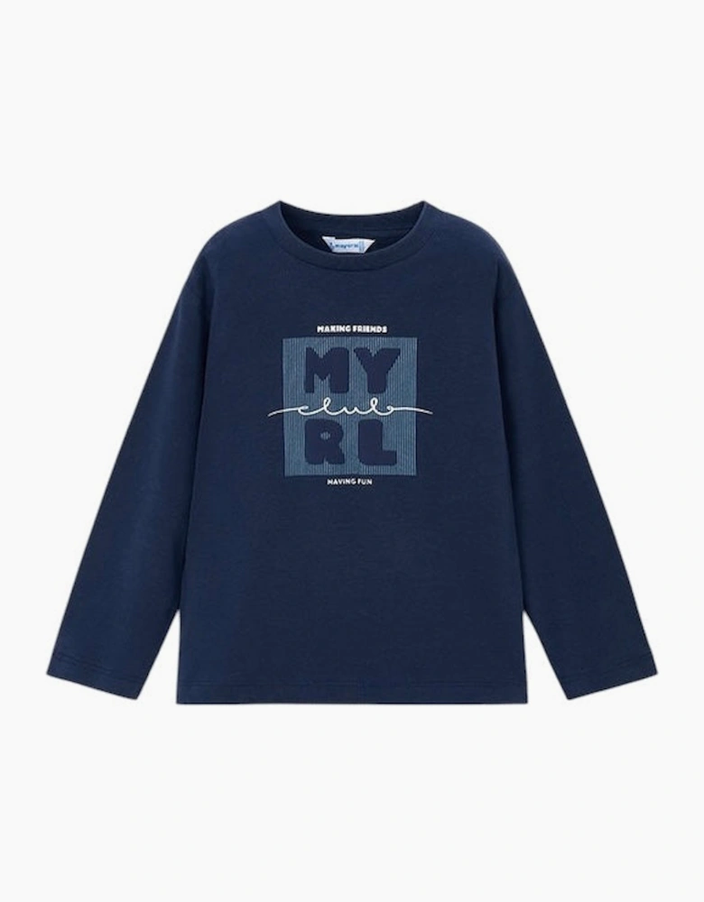 Boys Navy Logo Top